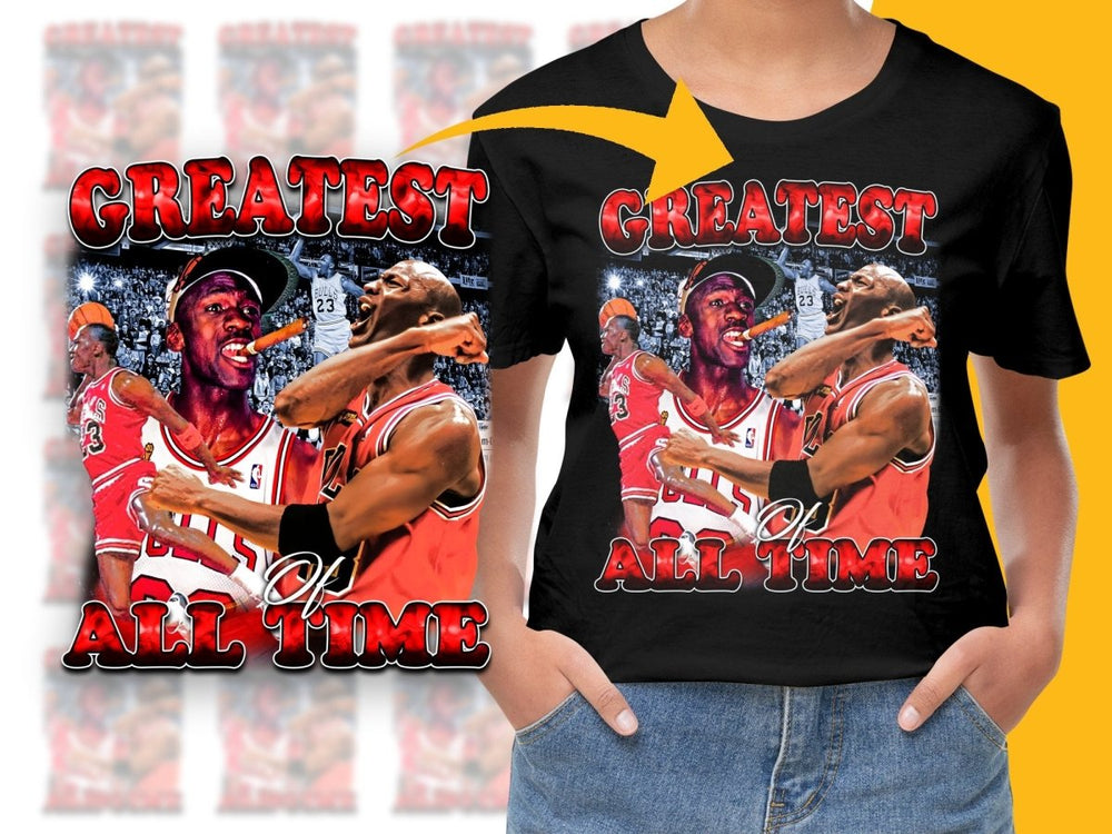 Greatest Of All Time Michael Jordan Chicago Bulls Basketball Legend Bootleg PNG File - Teepew