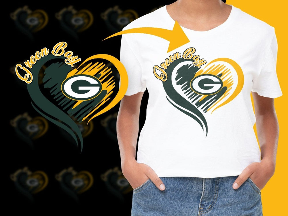 Green Bay Heart Design Football Fan PNG File - Teepew