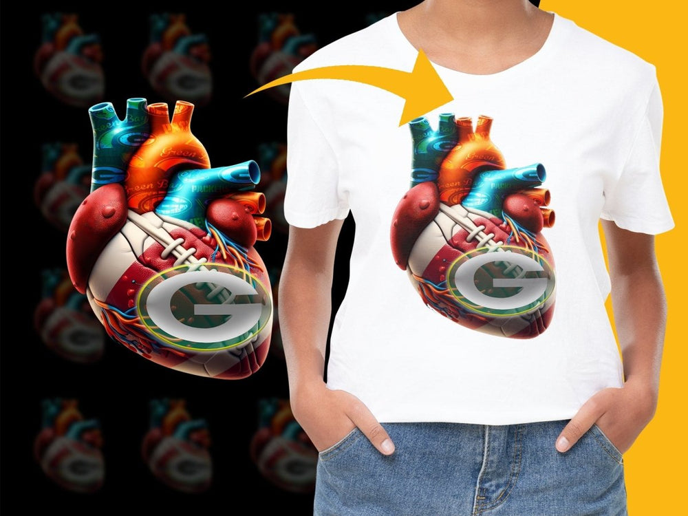 Green Bay Packers Anatomical Heart Design PNG File - Teepew