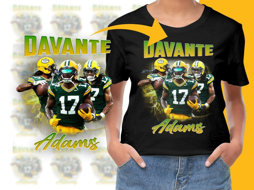 Green Bay Packers Davante Adams American Football Player Bootleg PNG File - Teepew