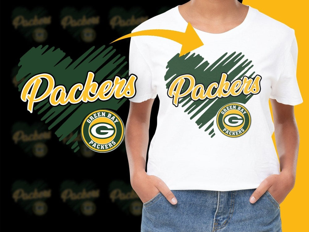 Green Bay Packers Fan Heart Design Graphic PNG File - Teepew