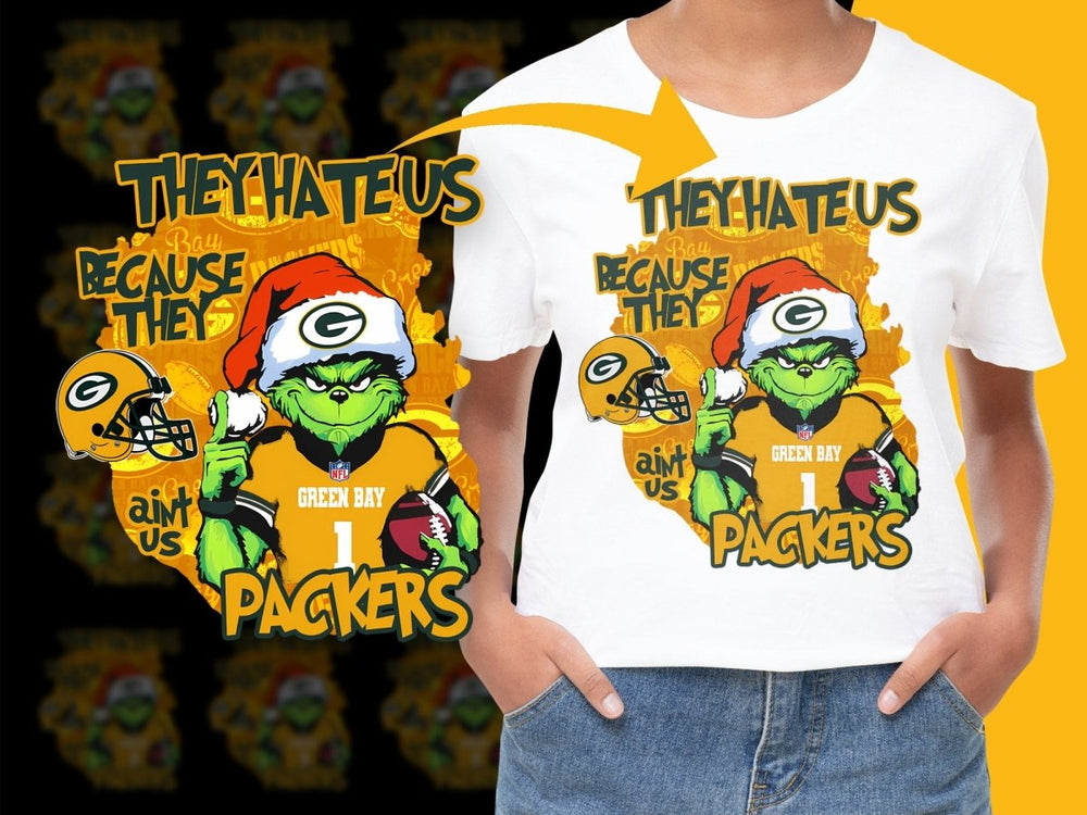 Green Bay Packers Grinch in Santa Hat PNG File - Teepew