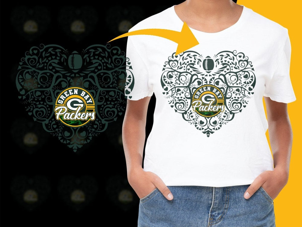 Green Bay Packers Heart Design Graphic Print PNG File - Teepew