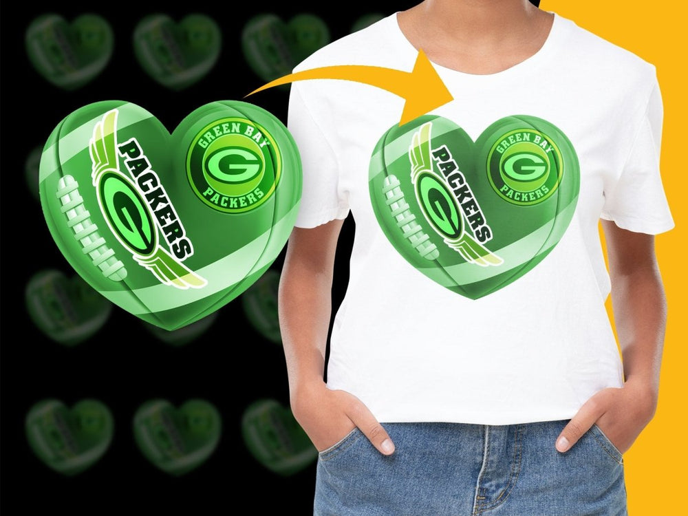 Green Bay Packers Heart - Shaped Design PNG File - Teepew