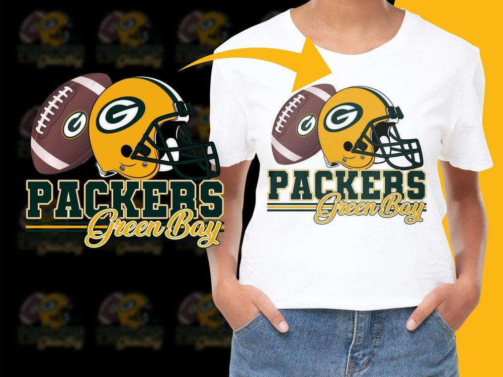 Green Bay Packers Helmet and Football Graphic PNG File - Teepew