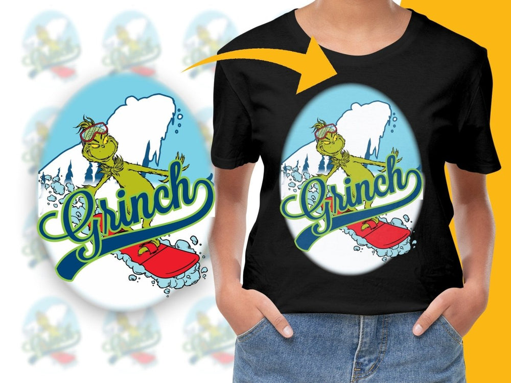 Grinch Christmas Snowboarding Graphic PNG File - Teepew