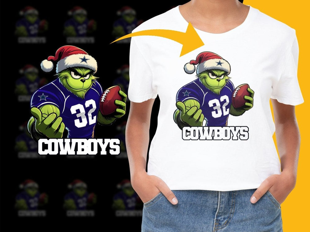 Grinch Holding Football Cowboys Fan Art PNG File - Teepew