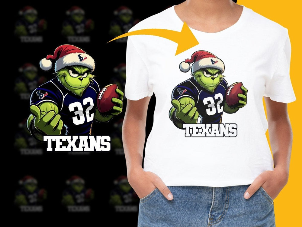 Grinch Wears Santa Hat Supporting Texans PNG File - Teepew