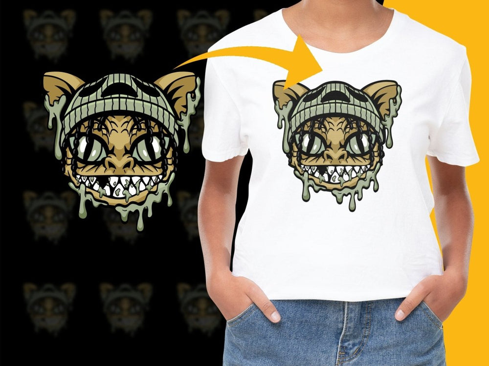 Grinning Cat with Beanie Dripping Effect Streetwear PNG File - Teepew