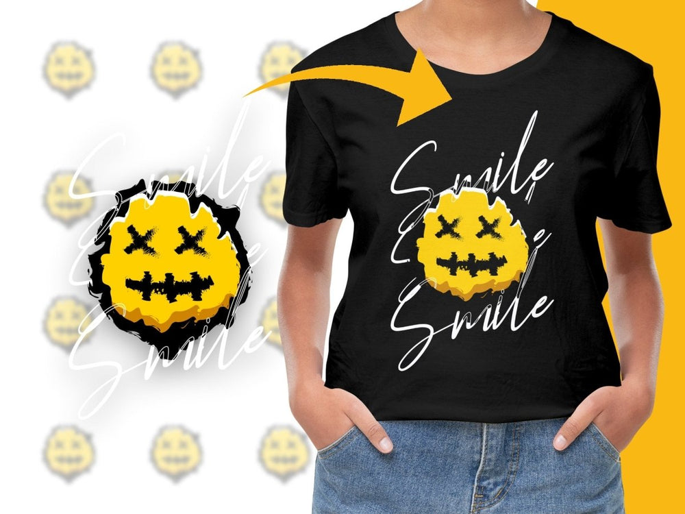 Grinning Halloween Smiley Face Graphic Design PNG File - Teepew