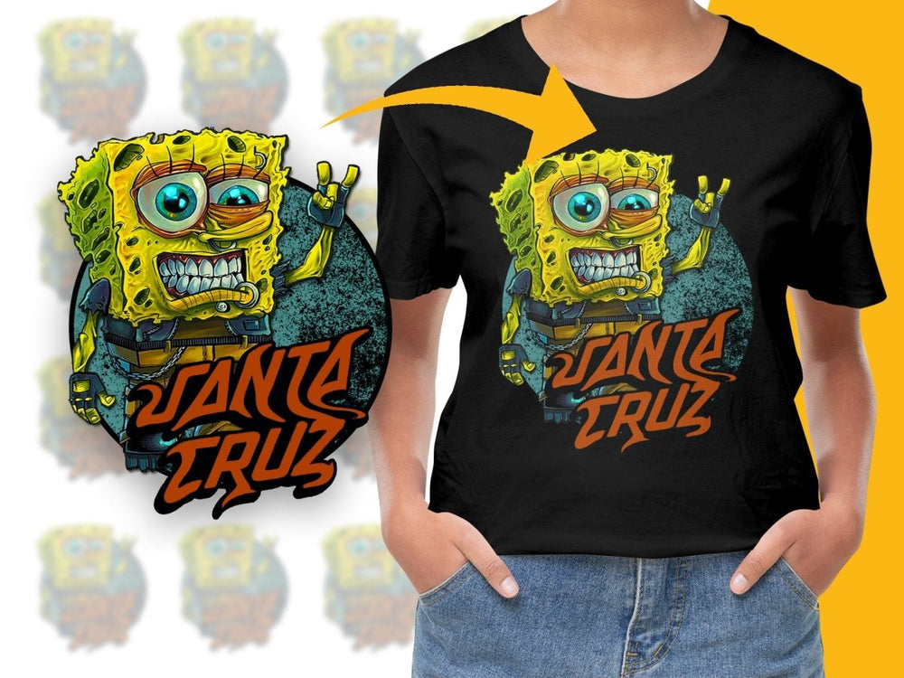Grunge Style Santa SpongeBob SquarePants PNG File - Teepew