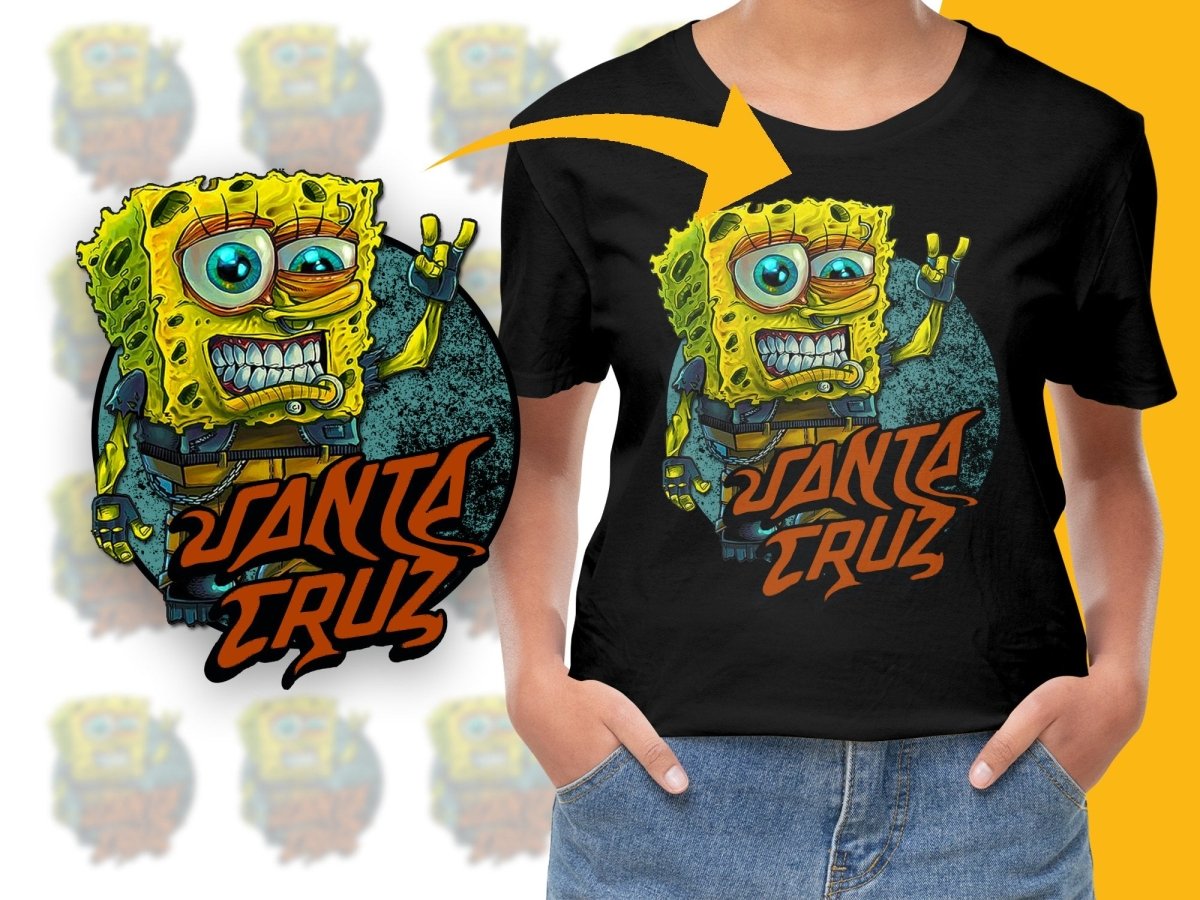 Grunge Style Santa SpongeBob SquarePants PNG File - Teepew