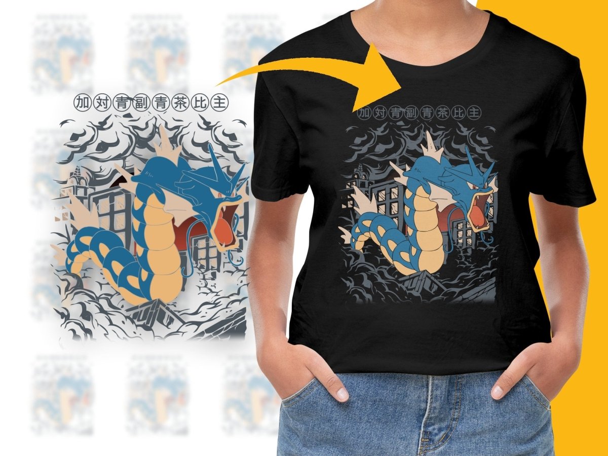 Gyarados Rampage Through City Artistic PNG File - Teepew