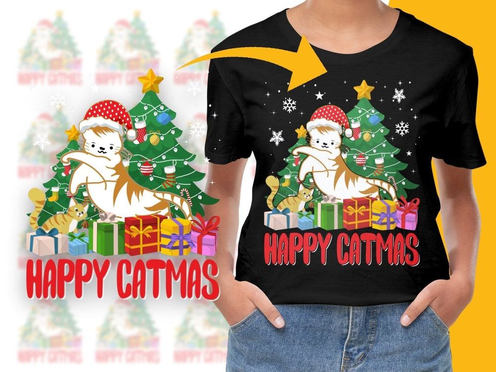 Happy Catmas PNG File with Christmas Tree Design - Teepew