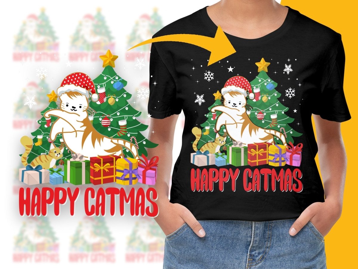 Happy Catmas PNG File with Christmas Tree Design - Teepew