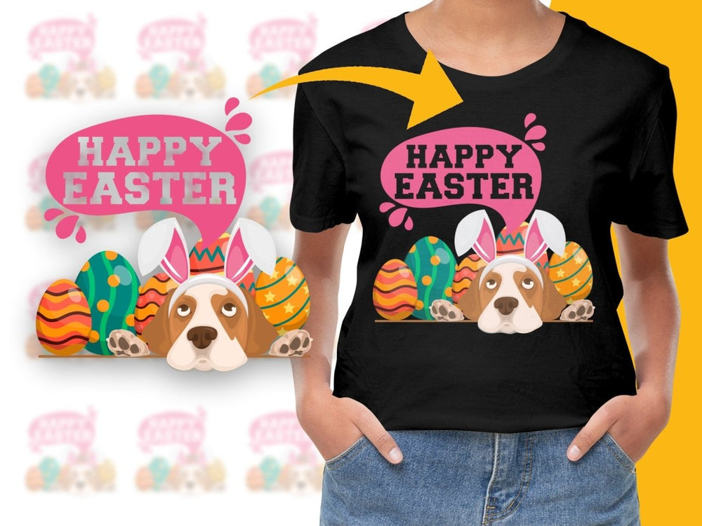 Happy Easter Basset Hound Theme Graphic Design PNG File - Teepew