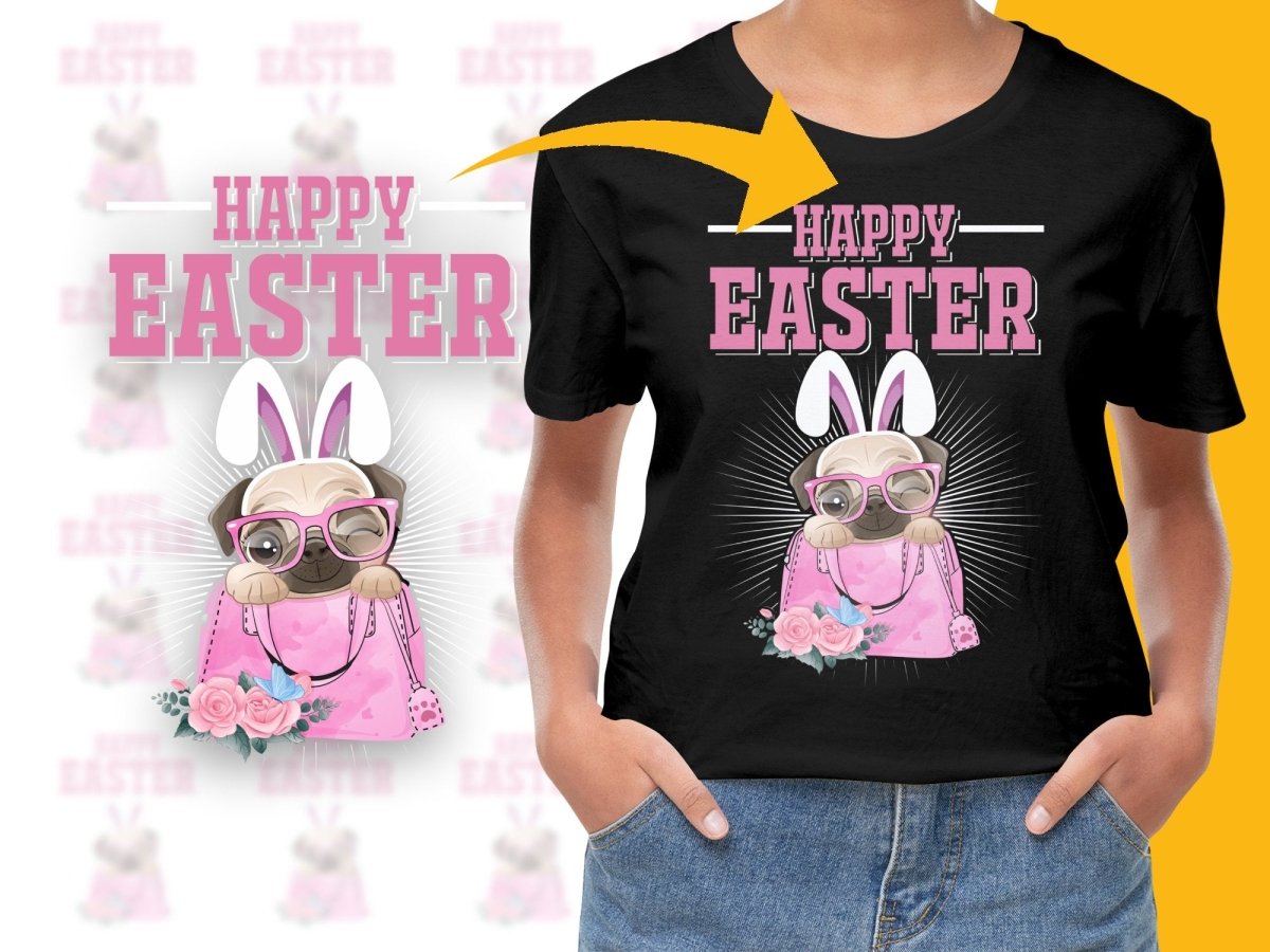 Happy Easter Pug with Glasses and Bag PNG File - Teepew