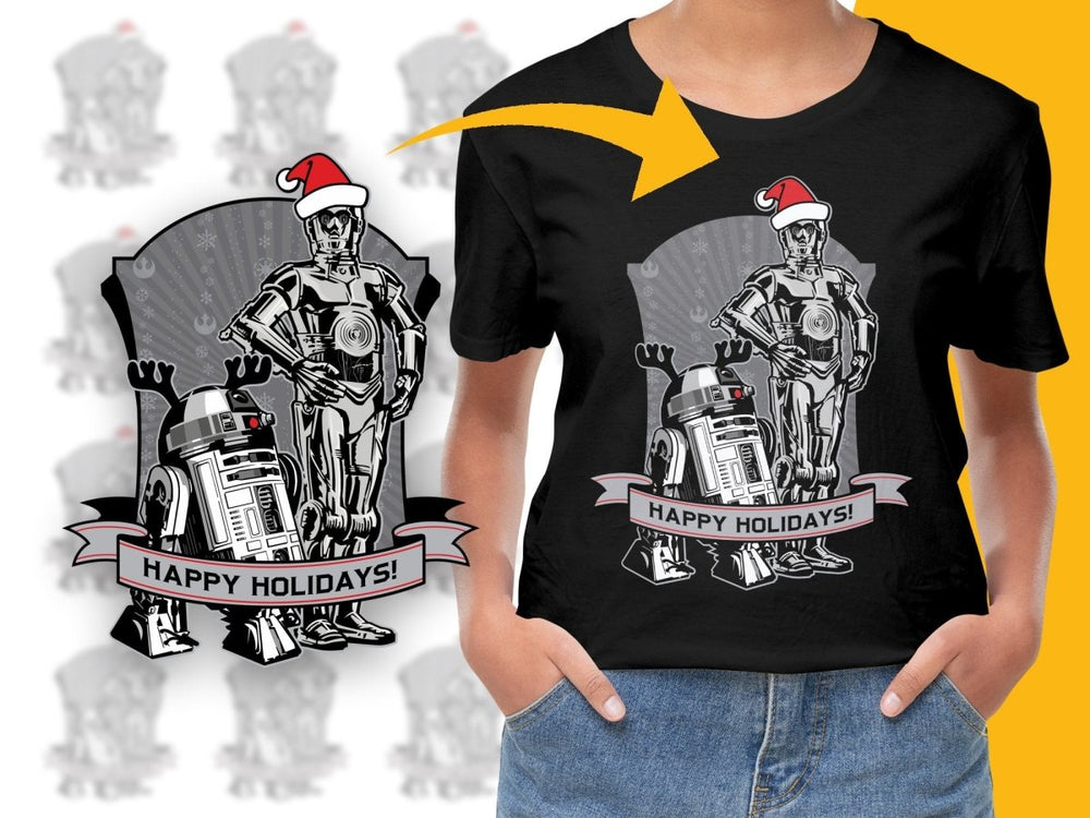 Happy Holidays with C - 3PO and R2 - D2 Christmas PNG File - Teepew