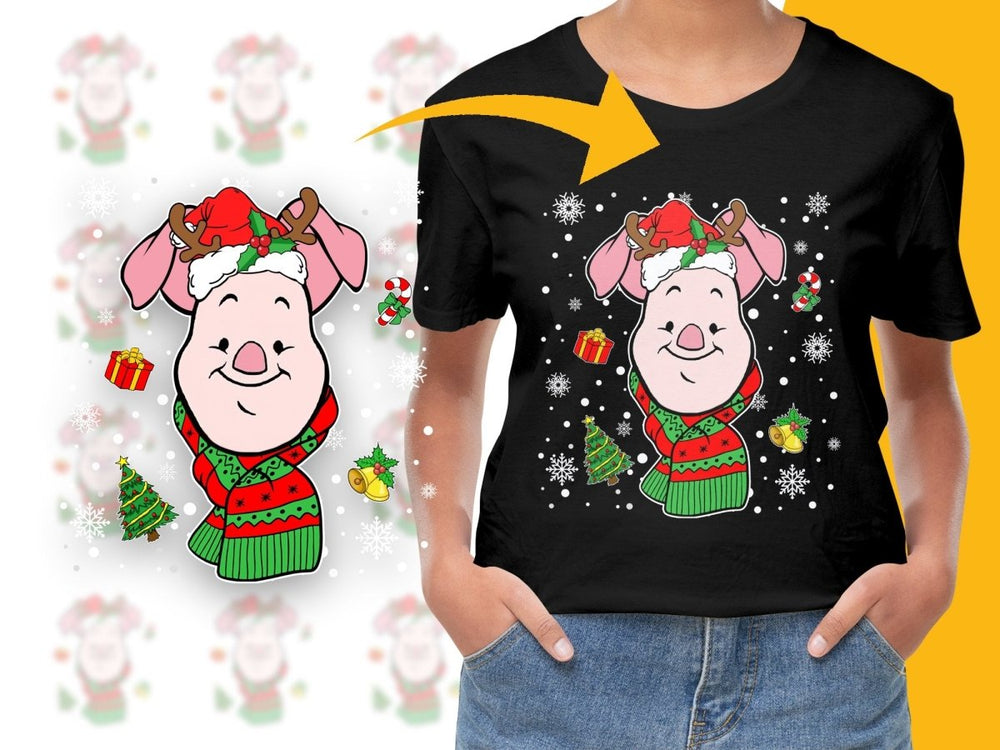 Happy Piglet Christmas Themed Character PNG File - Teepew