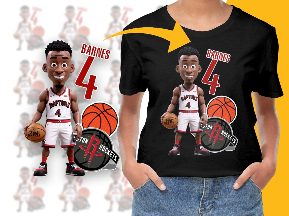Harrison Barnes Raptors Number 4 Cartoon Basketball Star PNG File - Teepew