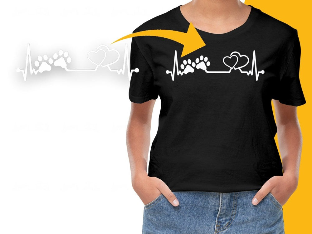 Heartbeat Paw Print Graphic Dog Lover PNG File - Teepew