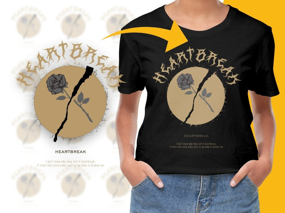 Heartbreak Graphic Tee with Artistic Rose PNG File - Teepew