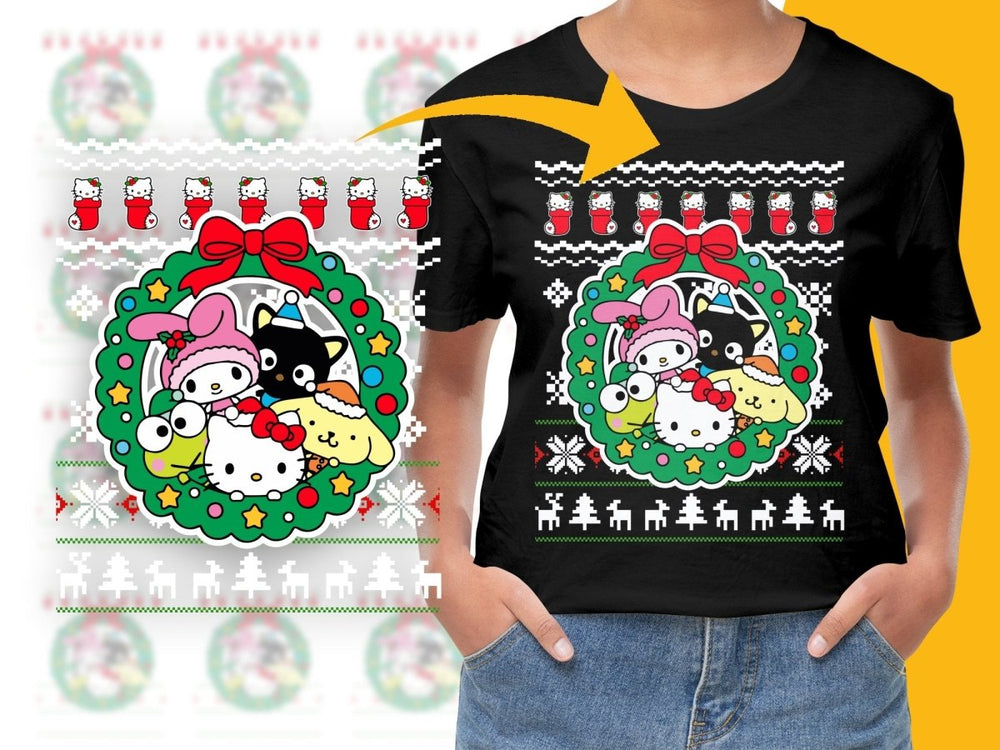 Hello Kitty Christmas Wreath Fun Holiday PNG File - Teepew