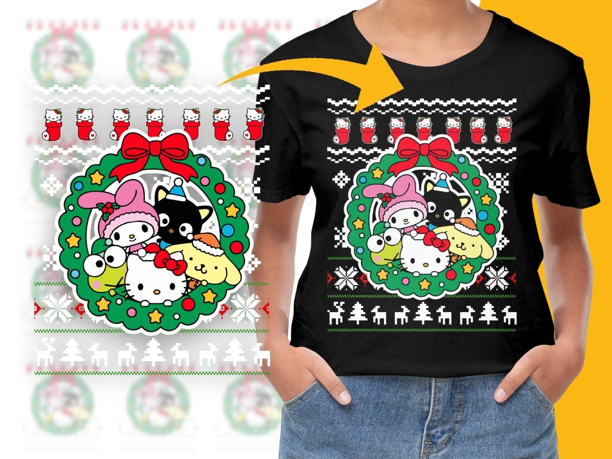 Hello Kitty Christmas Wreath Fun Holiday PNG File - Teepew