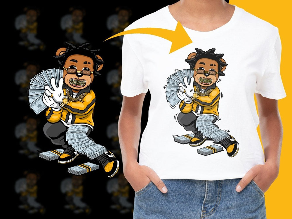 Hip Hop Style Bear Flaunting Cash Graphic PNG File - Teepew