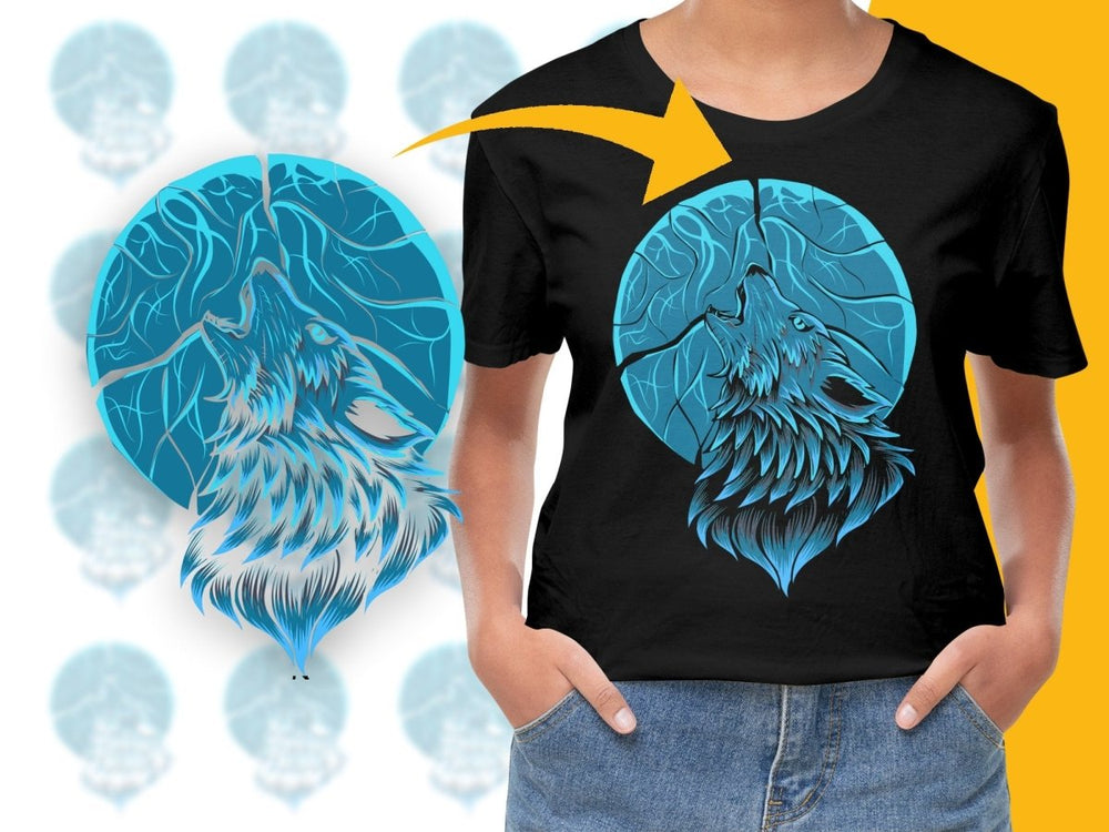 Howling Akita Dog with Moon Unique Graphic PNG File - Teepew