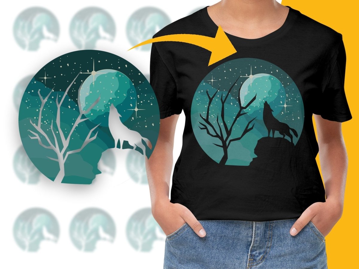 Howling Wolf Under Moonlit Night Graphic PNG File - Teepew