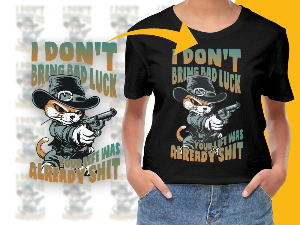 Humorous Western Cat with Gun Graphic PNG File - Teepew
