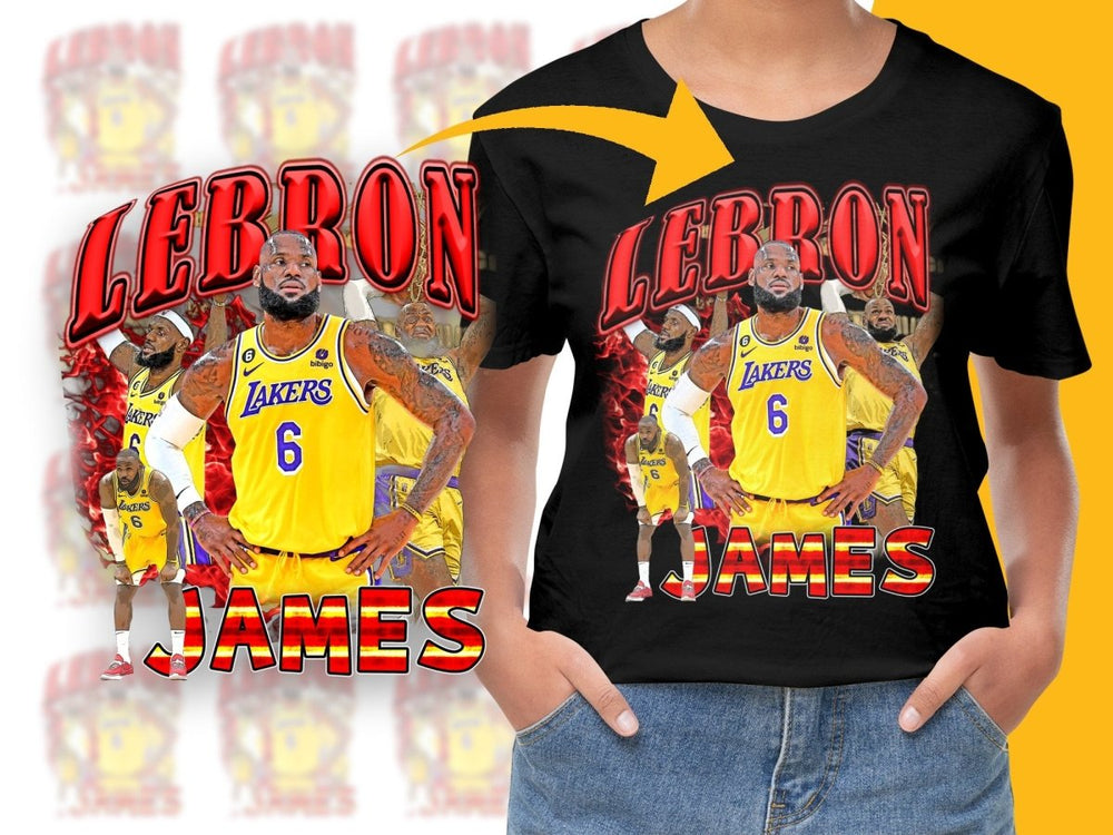 Iconic Basketball Superstar Lebron James Los Angeles Lakers Bootleg PNG File - Teepew