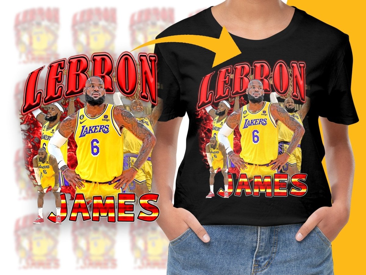 Iconic Basketball Superstar Lebron James Los Angeles Lakers Bootleg PNG File - Teepew