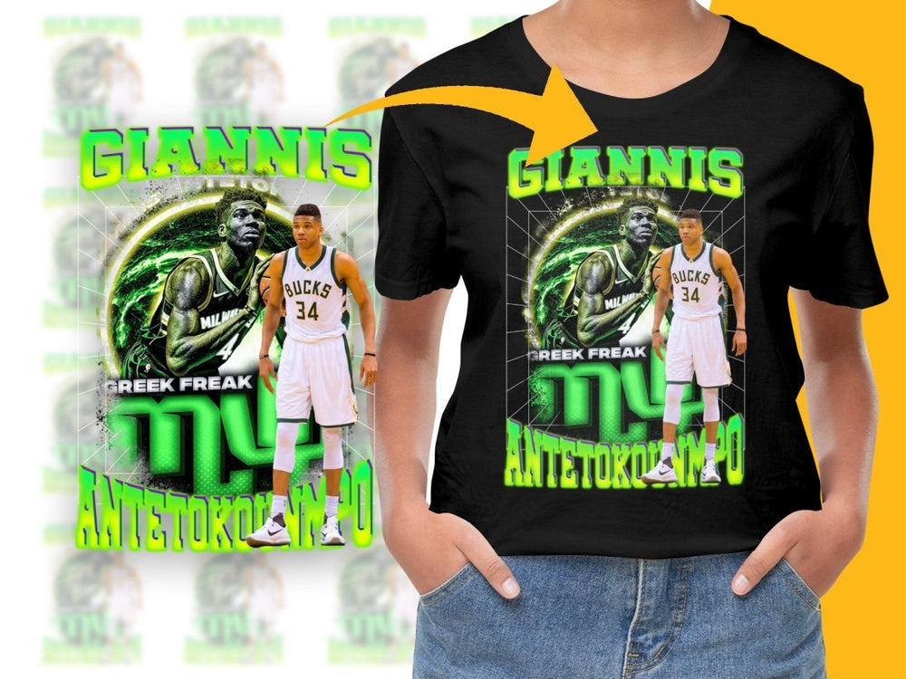 Iconic Giannis Antetokounmpo Greek Freak Basketball Star Bootleg PNG File - Teepew