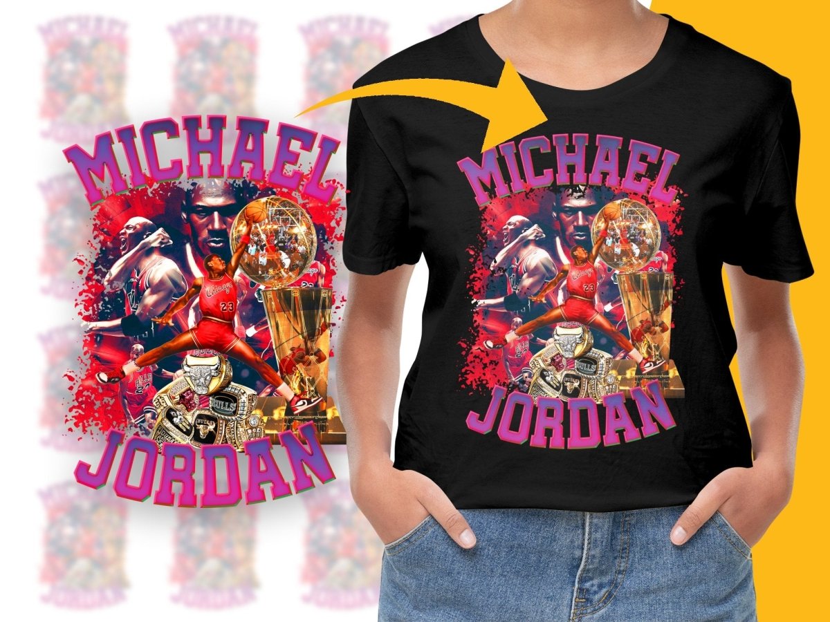 Iconic Michael Jordan Basketball Star Bootleg PNG File - Teepew