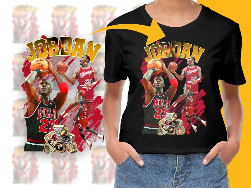 Iconic Michael Jordan Chicago Bulls Basketball Champion Bootleg PNG File - Teepew