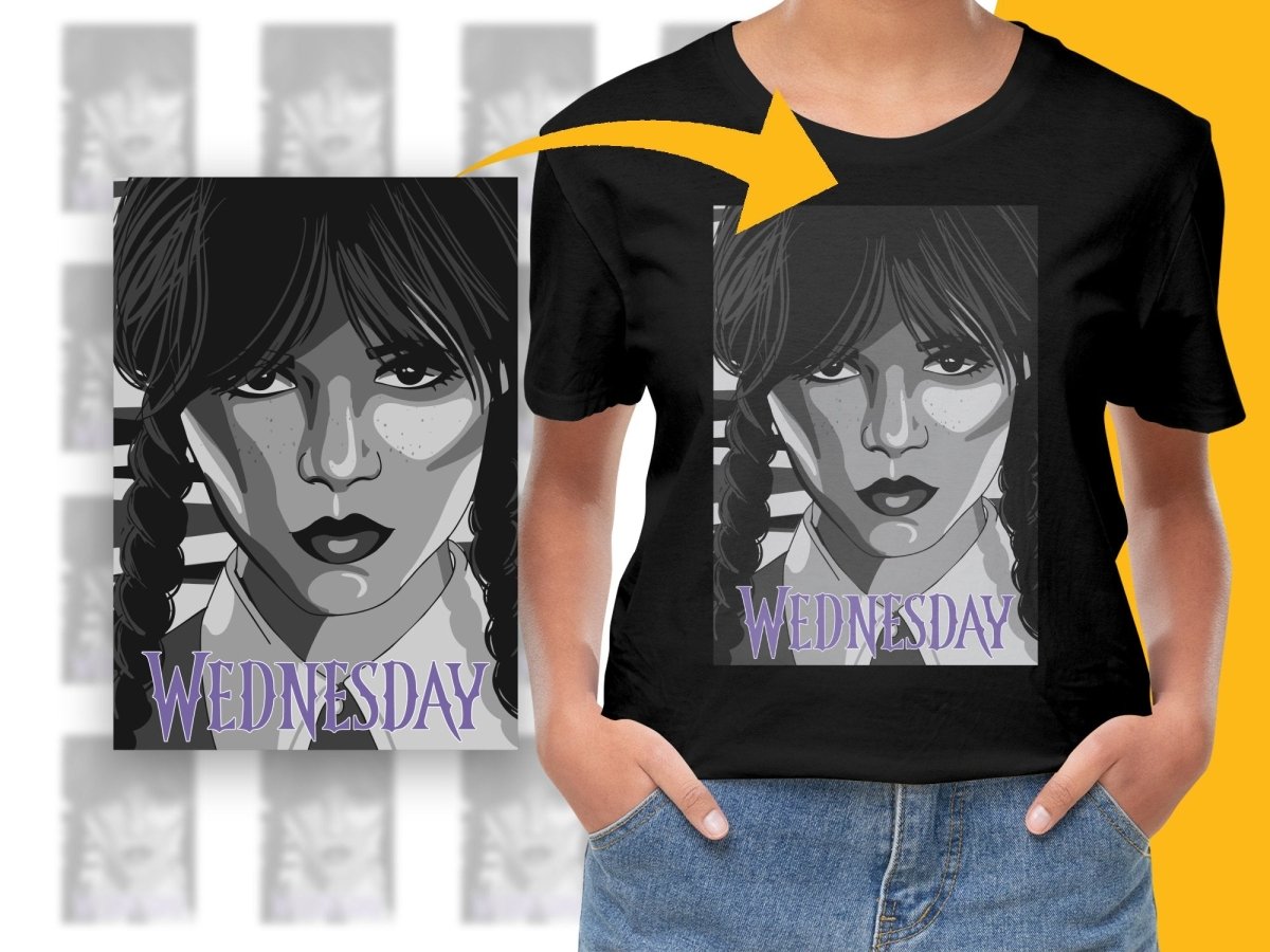 Iconic Wednesday Addams Character Graphic PNG File - Teepew