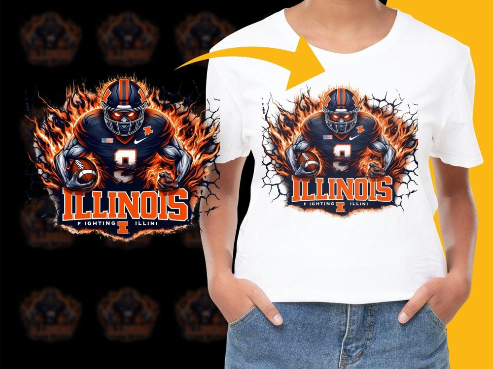 Illinois Fighting Illini Football PNG Filework Print - Teepew