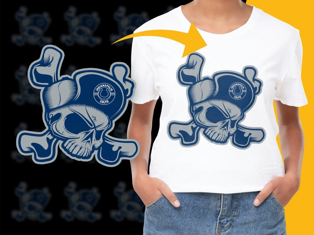 Indianapolis Colts Skull Graphic Print PNG File - Teepew