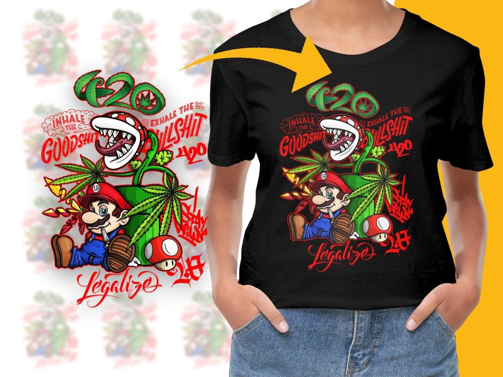 Inhale Goodshit Exhale Bullshit 420 Mario PNG File - Teepew