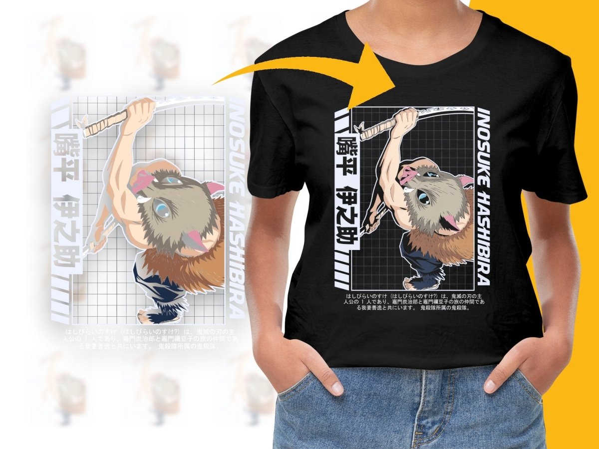 Inosuke Hashibira Dynamic Action Pose Graphic PNG File - Teepew
