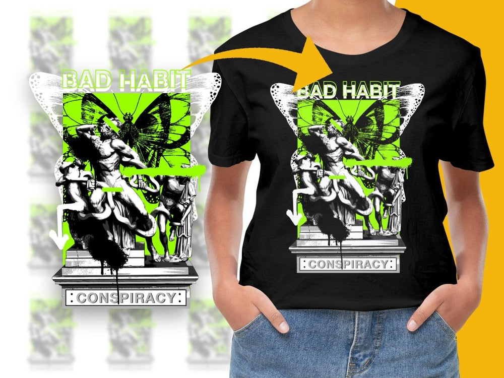 Intriguing Statue and Butterfly Graphic Bad Habit PNG File - Teepew