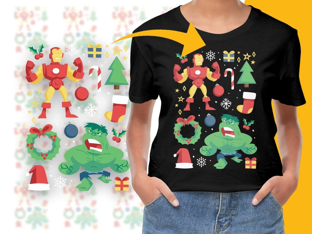 Iron Man and Hulk Christmas Characters Graphic PNG File - Teepew