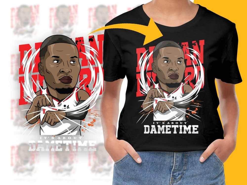 It's About Dame Time Damian Lillard Dynamic Illustration Basketball Superstar PNG File - Teepew