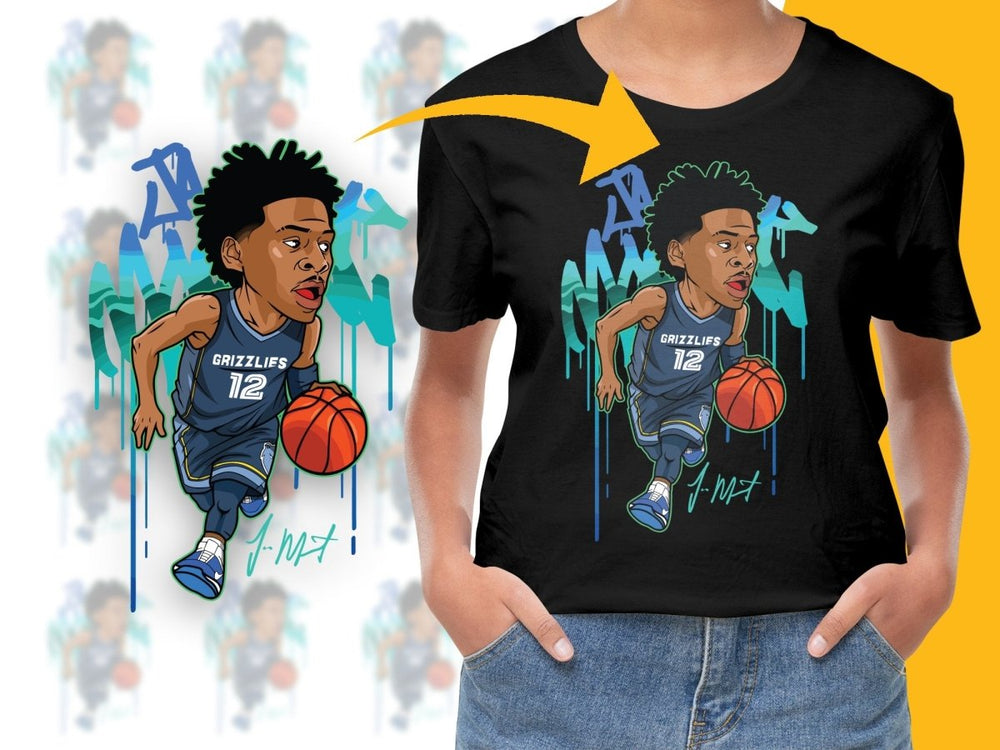 Ja Morant Cartoon Basketball Player Memphis Grizzlies PNG File - Teepew
