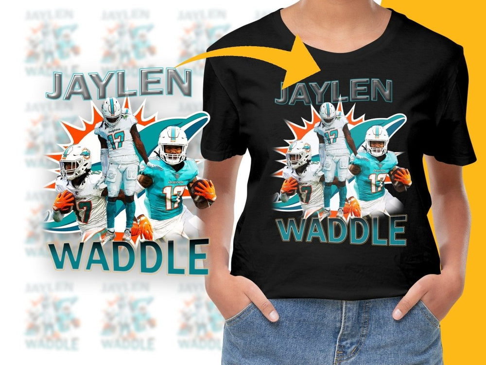 Jaylen Waddle Dolphins Graphic Fan Art PNG File - Teepew