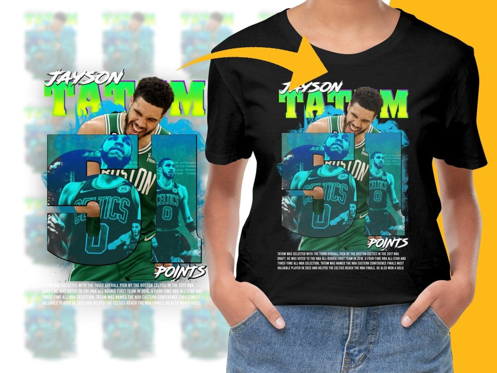 Jayson Tatum Boston Celtics 51 Points Basketball Player Bootleg PNG File - Teepew