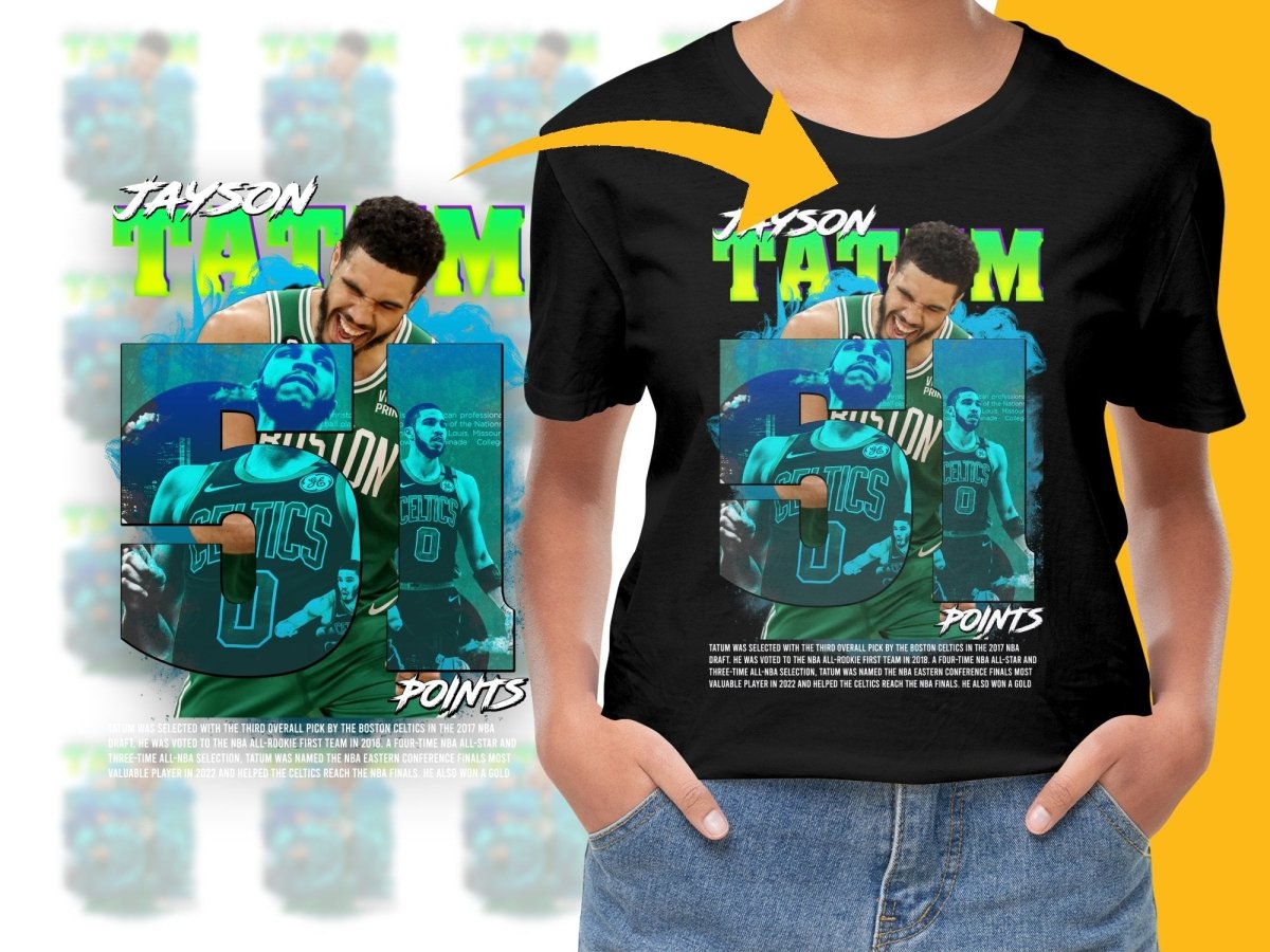 Jayson Tatum Boston Celtics 51 Points Basketball Player Bootleg PNG File - Teepew