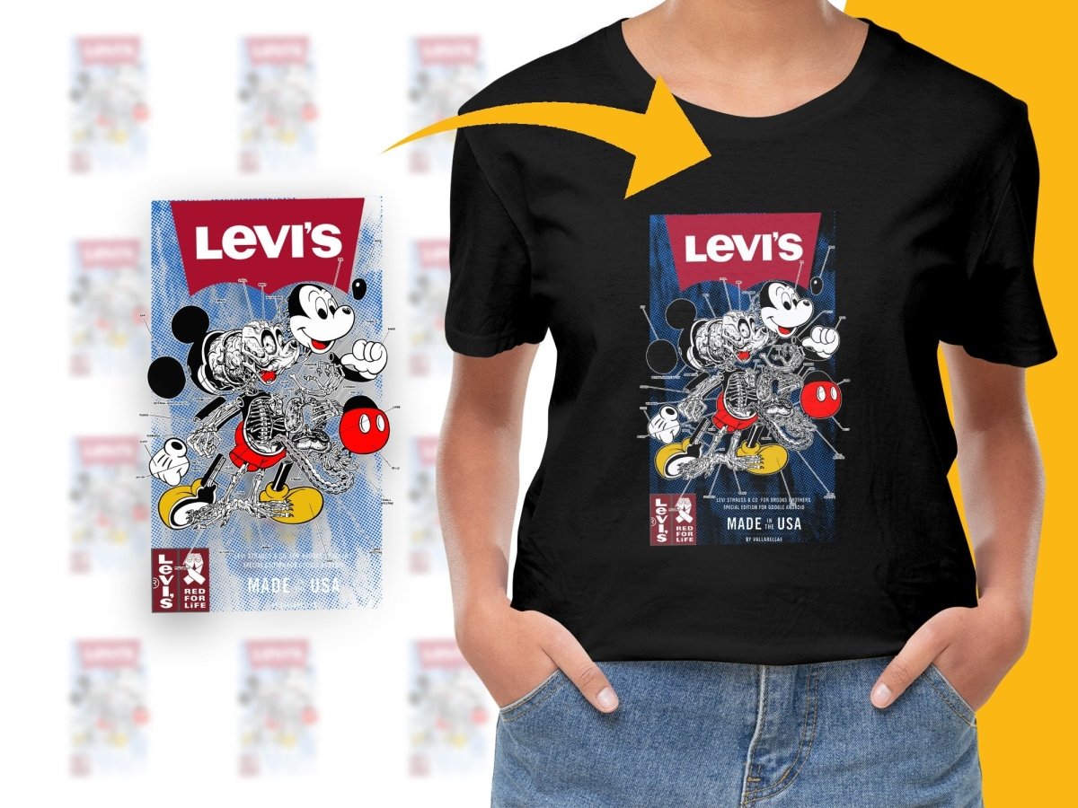 Jeans Brand X Mickey Mouse Art Graphic PNG File - Teepew